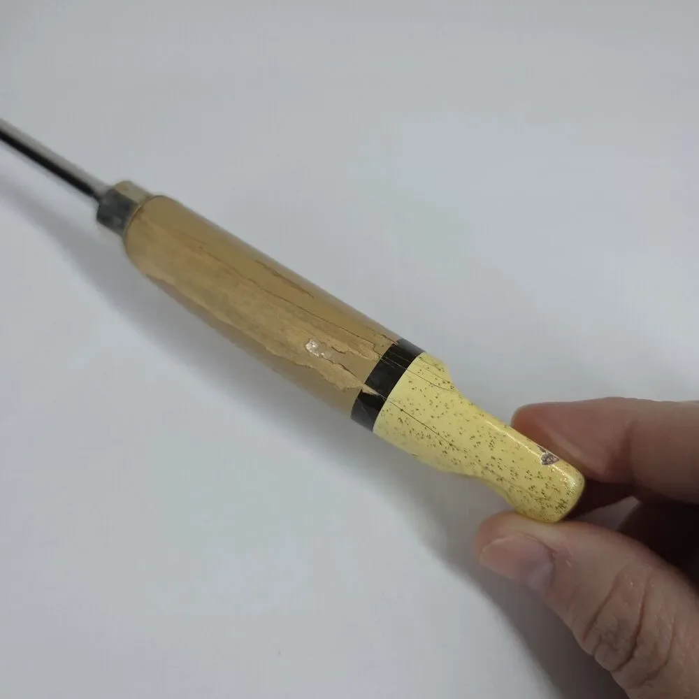 Vtg Ekco USA Chromium Plated Serving Cooking Spoon Painted Wooden Handle